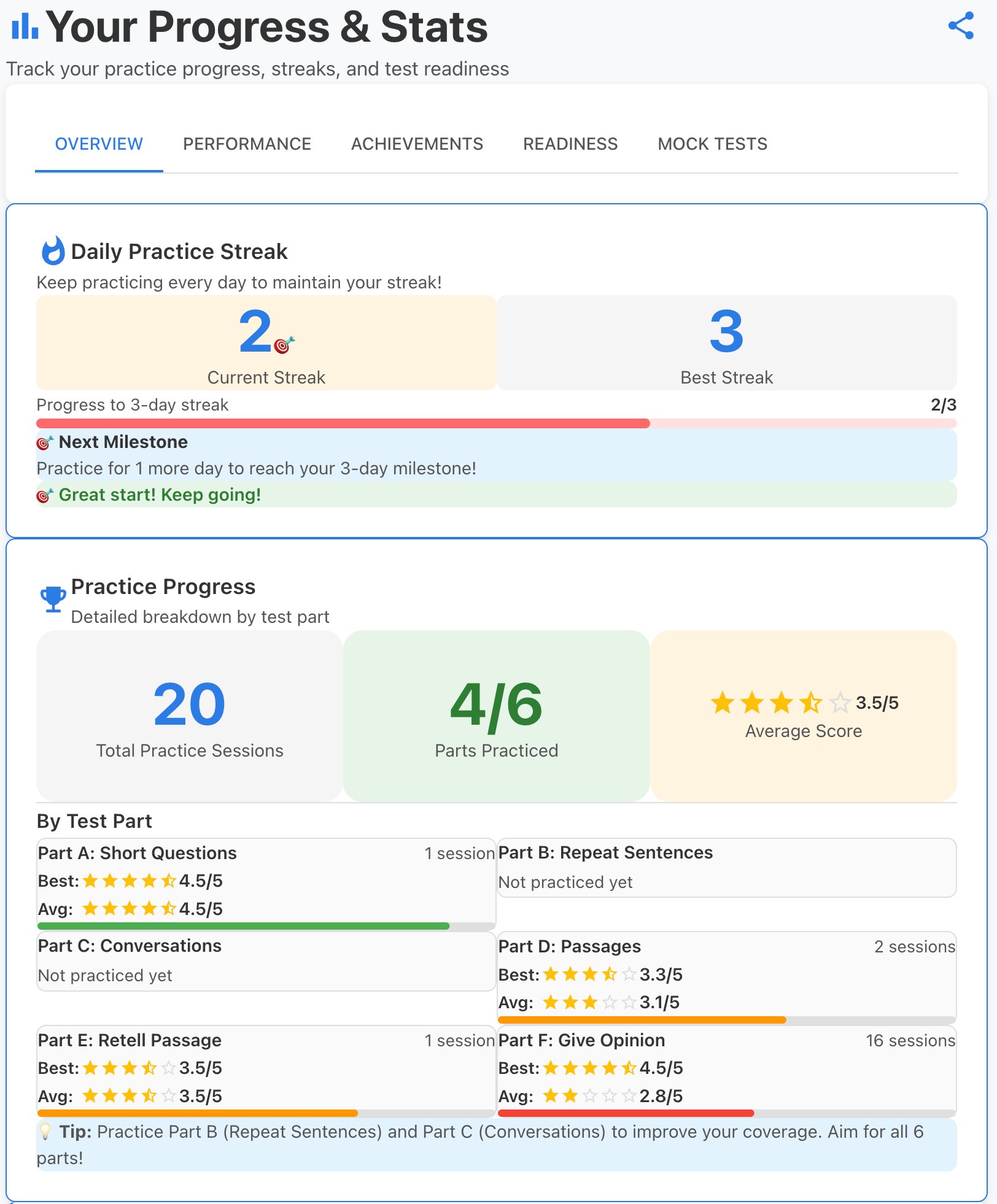 Progress Tracking Screen 1